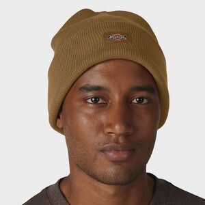 Dickies Knit Beanie Hat One Size Brown‎ Acrylic Cuffed Logo Winter Workwear